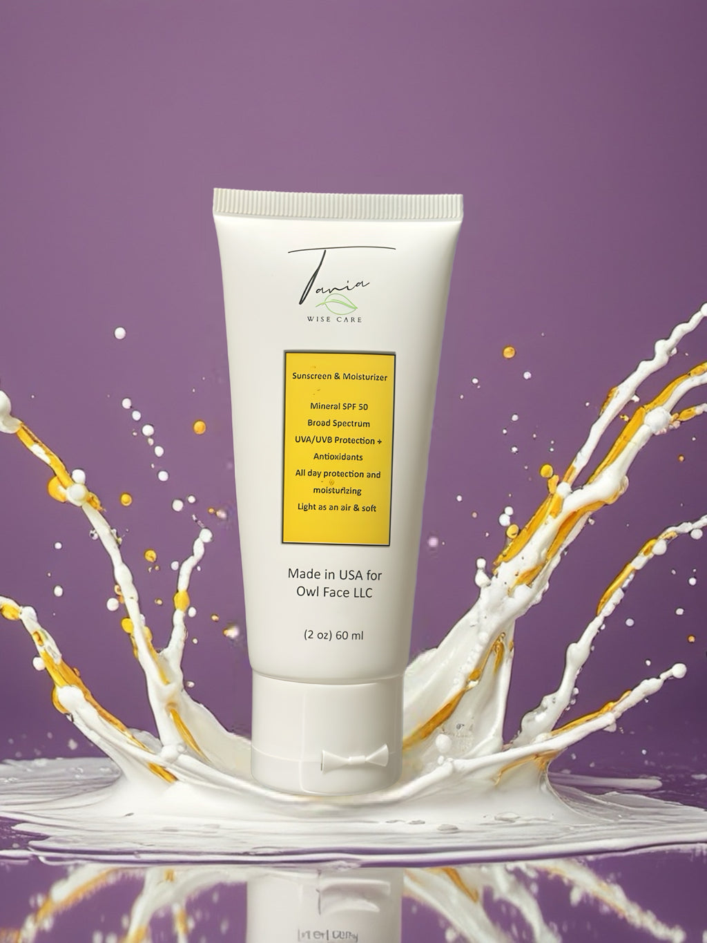 Sunscreen & Moisturizer Mineral SPF 50 “All-Day Protection, Hydration & Radiance.”